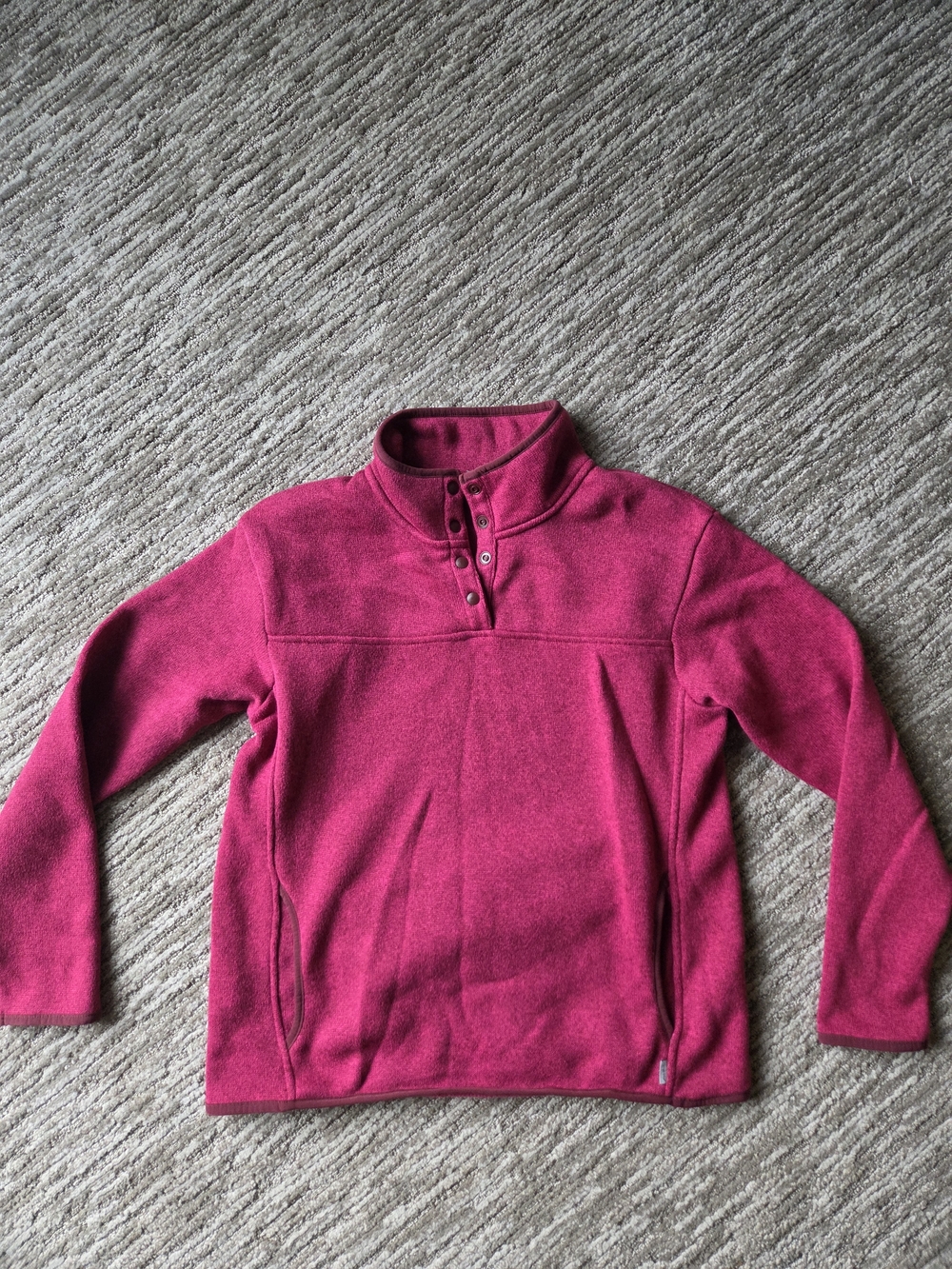 Eddie Bauer Pink Snap-Button Funnel Neck Fleece Pullover
